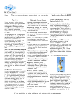 Free the Free-Content News Source That You Can Write! Wednesday, June 1, 2005