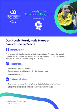 Our Aussie Paralympic Heroes: Foundation to Year 2