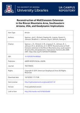 Reconstruction of Mid-Cenozoic Extension In