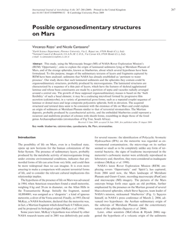 Possible Organosedimentary Structures on Mars