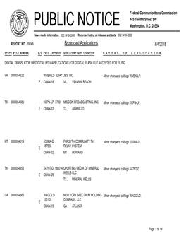 Broadcast Applications 6/4/2018