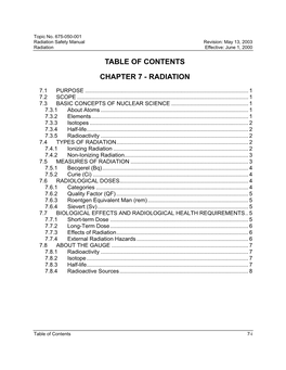 Table of Contents