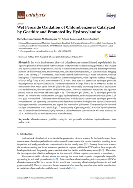 Wet Peroxide Oxidation of Chlorobenzenes Catalyzed by Goethite and Promoted by Hydroxylamine