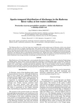 Spatio-Temporal Distribution of Discharges in the Radovna River Valley at Low Water Conditions