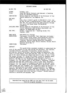 DOCUMENT RESUME ED 391 750 SO 025 935 AUTHOR Grobman