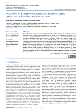 Awareness of Preservice Mathematics Teachers About Prehistoric and Ancient Number Systems