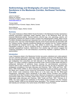 Sedimentology and Stratigraphy of Lower Cretaceous Sandstone in the Mackenzie Corridor, Northwest Territories, Canada