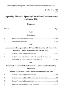 Improving Electoral System (Consolidated Amendments) Ordinance 2021