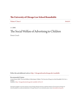 The Social Welfare of Advertising to Children