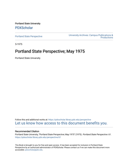 Portland State Perspective; May 1975