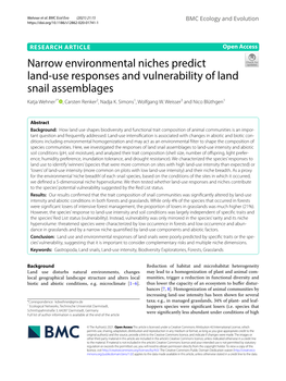 Narrow Environmental Niches Predict Land-Use Responses And