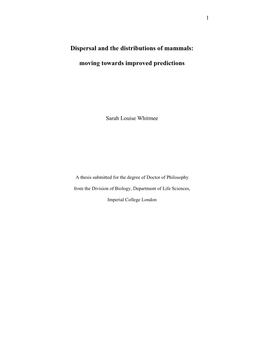 Dispersal and the Distributions of Mammals