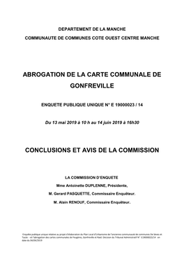 Abrogation De La Carte Communale De Gonfreville