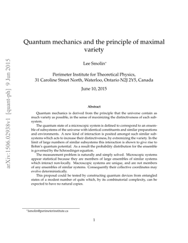 Quantum Mechanics and the Principle of Maximal Variety