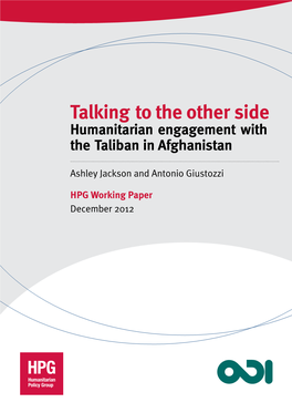 Humanitarian Engagement with the Taliban in Afghanistan