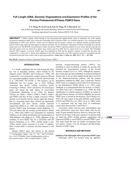 Full Length Cdna, Genomic Organizations and Expression Profiles of the Porcine Proteasomal Atpases PSMC5 Gene