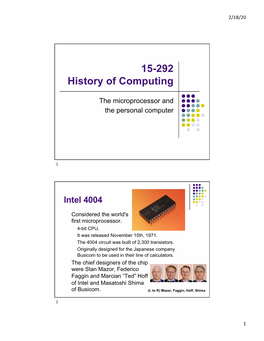 The Microprocessor and the Personal Computer