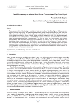 Travel Disadvantage in Selected Rural Border Communities of Oyo State, Nigeria