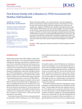 First Korean Family with a Mutation in Tpm2associated with Sheldon-Hall