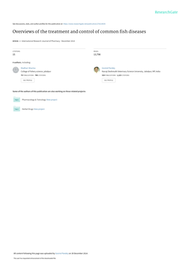 OVERVIEWS of the TREATMENT and CONTROL of COMMON FISH DISEASES Madhuri Sharma1, A.B