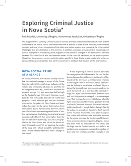 Exploring Criminal Justice in Nova Scotia* Rick Ruddell, University of Regina, Muhammad Asadullah, University of Regina