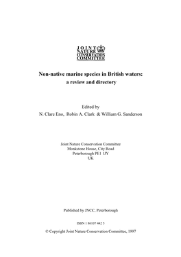 Non-Native Marine Species in British Waters: a Review and Directory
