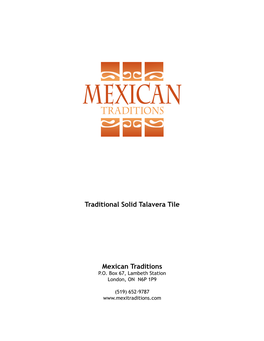 Traditional Solid Talavera Tile Mexican Traditions