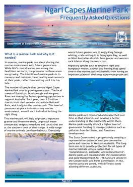 Ngari Capes Marine Parks FAQ's