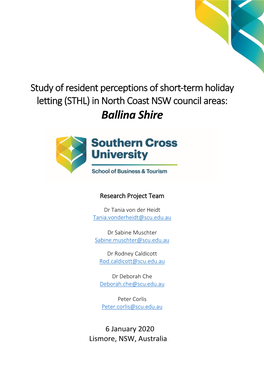 Attached Here Is the Report for the Ballina Shire