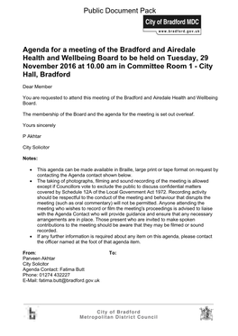 (Public Pack)Agenda Document for Bradford and Airedale Health And