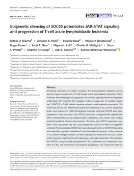 Epigenetic Silencing of SOCS5 Potentiates JAK&