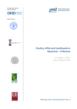 Poultry, HPAI and Livelihoods in Myanmar – a Review