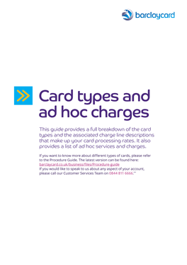 Card Types and Ad Hoc Charges