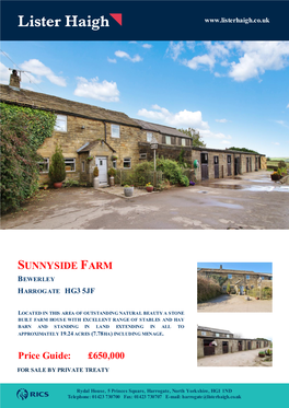 Sunnyside Farm Bewerley Harrogate Hg3 5Jf