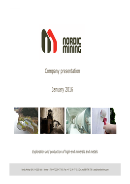 January 2016 Company Presentation