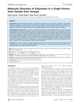 Molecular Detection of Eukaryotes in a Single Human Stool Sample from Senegal