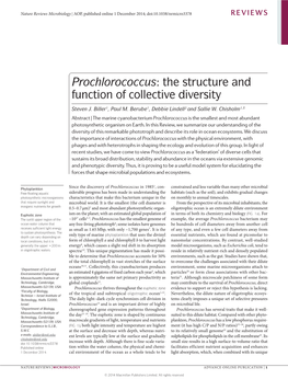 Biller, Et Al., 2014. “Prochlorococcus: the Structure and Function Of