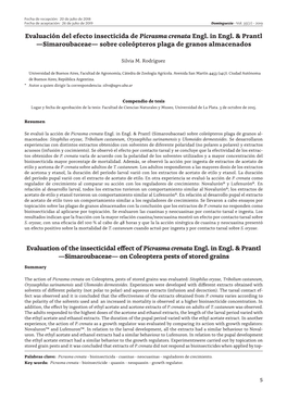 Evaluation of the Insecticidal Effect of Picrasma Crenata Engl. in Engl