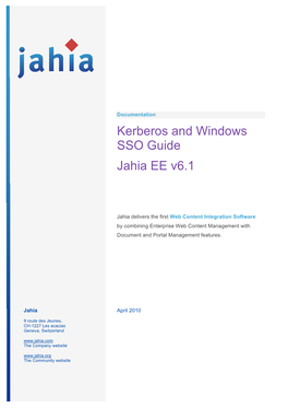 Kerberos and Windows SSO Guide Jahia EE V6.1