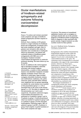 Ocular Manifestations of Hindbrain-Related Syringomyelia