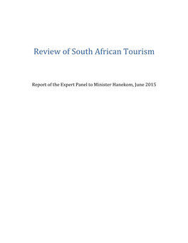 South African Tourism Review: Report of the Expert Panel, June 2015