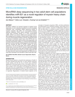 Microrna Deep Sequencing in Two Adult Stem Cell Populations