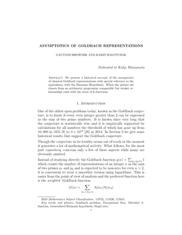 Asymptotics of Goldbach Representations