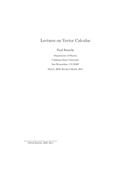 Lectures on Vector Calculus