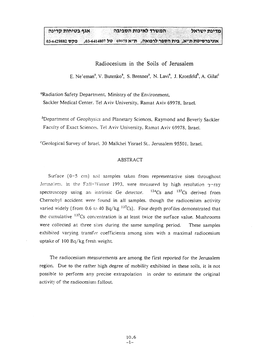 Radiocesium in the Soils of Jerusalem