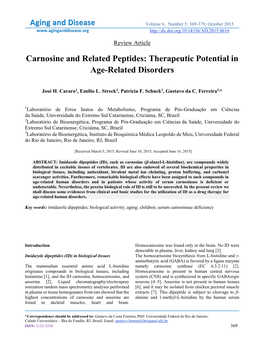 Carnosine and Related Peptides: Therapeutic Potential in Age-Related Disorders