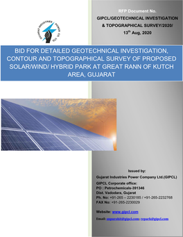 Bid for Detailed Geotechnical Investigation, Contour And