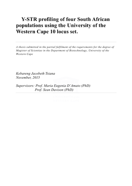 Y-STR Profiling of Four South African Populations Using the University of the Western Cape 10 Locus Set