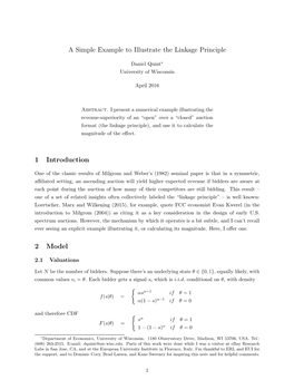 A Simple Example to Illustrate the Linkage Principle 1 Introduction 2