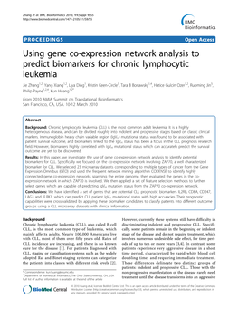 Using Gene Co-Expression Network Analysis to Predict Biomarkers For